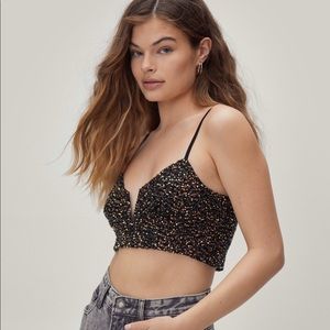 Nasty Gal sequin crop/bra top